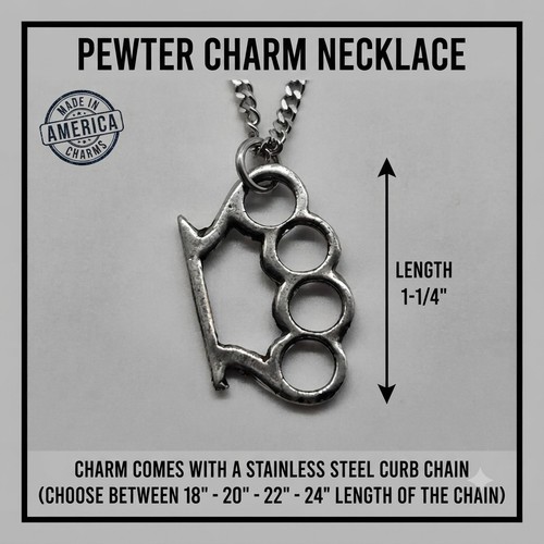 Brass knuckles pewter pendant - brass,